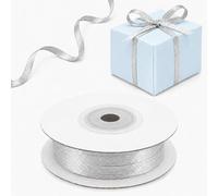 Decoraparty Ruban de satin argenté de 3 mm x 50 m pour Noël, mariage, Nouvel An, emballages cadeaux, bricolage, décorations