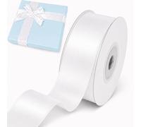 Decoraparty Ruban de satin blanc de 25 mm x 25 m pour Noël, mariage, baptême, Nouvel An, emballages cadeaux, loisirs créatifs, décorations