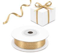 Decoraparty Ruban de satin doré de 3 mm x 50 m pour Noël, mariage, Nouvel An, emballages cadeaux, bricolage, décorations