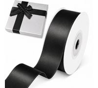 Decoraparty Ruban de satin noir de 25 mm x 25 m pour Noël, Nouvel An, célébrations, emballages cadeaux, travaux manuels, décorations