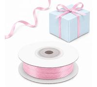 Decoraparty Ruban de satin rose de 3 mm x 50 m pour communion, mariage, anniversaire, emballages cadeaux, bricolage, décorations