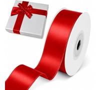 Decoraparty Ruban de satin rouge de 25 mm x 25 m pour Noël, Saint-Valentin, anniversaire, emballages cadeaux, travaux manuels, décorations