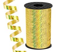 Decoraparty Ruban d'or de 5 mm, rouleau de ruban d'or effet holographique pour emballage cadeau, décoration, Noël, anniversaire, longueur 225 m
