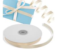 Decoraparty Ruban élégant en ivoire double satin, épaisseur 10 mm, ruban satiné brillant, pour bonbonnière, mariage, communion, confirmation, cadeaux, bricolage, 50 m