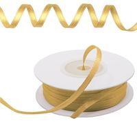Decoraparty Ruban en or allumé de 3 mm en double satin, élégant, couleur or chaud, doré, pour bonbonnière, mariage, anniversaire, boîtes, Noël, cadeau - Longueur 50 m