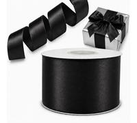 Decoraparty Ruban noir 50 mm en double satin de 25 m de long, ruban épaisseur 5 cm pour mariage, baptême, Noël, Nouvel An, bonbonnière, idée cadeau
