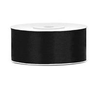 Decoraparty Ruban Noir de double Satin 25 mm, Bobine 25 mètres pour Décorations de fête, Bonbonnières, Gâteux, Fleurs, Faveurs de Mariage, Idées Cadeaux, Cartes de vœux Anniversaire et Nouvel An