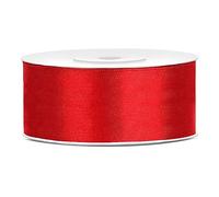 Decoraparty Ruban Rouge en Double Satin 2,5 cm, Bobine pour Emballage de cadeaux, Fête de remise de diplôme, Décorations de Noël, Confirmation, Anniversaire, Saint Valentin, Mariage, Rouleau de 25 m