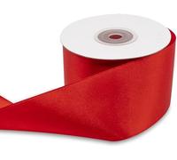 Decoraparty Ruban Rouge en Satin épais 50 mm, Bobine 25 m pour Idées Cadeau, Cartes de vœux, Fleurs, Gâteaux, Mariage, Confirmation, Anniversaire, Saint Valentin, Remise des diplômes, Noël, Nouvel An