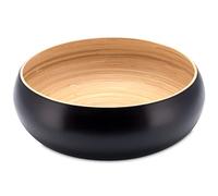 Decorasian Bol en bambou grand et rond - Bol à chips ou bol - Bol à fruits en bambou laqué satiné de qualité supérieure - 30 cm - Noir