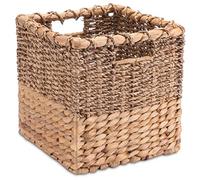Decorasian Panier de rangement tressé en jacinthe d'eau - Jonc de mer rectangulaire - Panier d'étagère carré - S = 24 cm Naturel