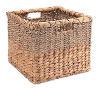 Decorasian Panier de rangement tressé en jacinthe d'eau - Jonc de mer rectangulaire - Panier d'étagère carré - M = 30 cm - Naturel