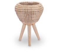 Decorasian Pot de fleurs avec support intégré tressé en jonc de mer - Cache-pot - Diamètre : 20 cm