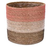 Decorasian Pot de fleurs en jonc de mer - Pot de fleurs tressé - Panier de plantes décoratif avec insert en film dans le style Boho - Rose-Blanc-Noir - 30 cm