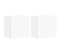 Décoratif - MODERNE Meubles TV muraux ,Lot de 2 - Cabinet TV - Vidaxl - MEUBLE TV/HIFI - blanc 40,5x30x40 cm - bois d'ingénierie|84