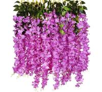 Décoration - 12 tiges de fleurs artificielles guirlande de glycine artificielle - soie fleur suspendue - glycine vigne - extérieur intérieur maison cuisine jardin - cérémonie de mariage hôtel fête - d