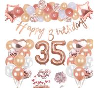 Décoration 35 Ans Anniversaire Or Rose pour Fille ,Géant Cœur Chiffre Helium Gonflable Ballons de Baudruche Joyeux Anniversaire Bannière Ballon Confettis Table Gâteau Cadeau pour 35 ans Femme Fête