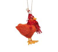 Décoration à suspendre en forme de poule avec chapeau de laine