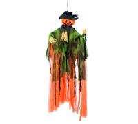 Generique Décoration à suspendre Épouvantail citrouille Halloween 1 m Vert Taille Unique