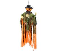 Décoration à suspendre épouvantail citrouille Halloween 1 m - Vert - Taille Unique