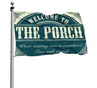 Décoration amusante pour dortoir - Drapeau « Welcome To The Porche » - Accessoires de décoration de patio (120 x 180 cm)