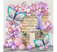 Decoration Anniversaire 1 an, 1er Ballons d'anniversaire Set de Ballons Papillon, Papillon Decoration Ballon Guirlande Anniversaire