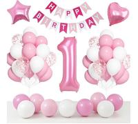 Decoration Anniversaire 1 An ,Rose Ballon1 Ans Fille, Ballon 1 Ansbannière Joyeux Pour 1 An Anniversaire Garcon Fille Fête D[BB513]