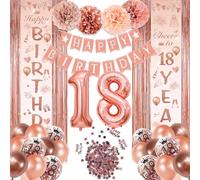 Decoration Anniversaire 18 Ans Fille, Ballon 18 ans anniversaire or rose, Ballons Confettis Or Rose, Décoration gâteau anniversaire or rose, pour Décoration de Fête D'anniversaire