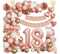 Decoration Anniversaire 18 Ans Fille,Ballon Or Rose,Ballon 18 Ans Anniversaire,Arche Ballon,Bannière Joyeux Anniversaire De Fête