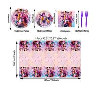 Decoration anniversaire 2026 JZSH 5 pieces 7 9 pouces serviettes nappe fourchettes theme fan