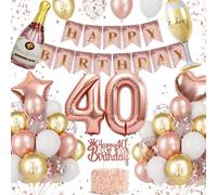 Décoration Anniversaire 40 Ans Femme Rose Gold, Déco Anniversaire 40 Ans, Ballon 40 Ans, Ballon Chiffre 40, Banderole Happy Birthday, Topper Gâteau, Ballons Alu Champagne Coupe, Accessoires de Fête