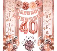 Decoration Anniversaire 40 Ans Fille, Ballon 40 ans anniversaire or rose, Ballons Confettis Or Rose, Décoration gâteau anniversaire or rose, pour Décoration de Fête D'anniversaire