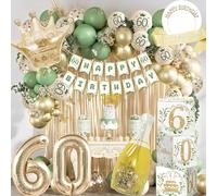 Decoration Anniversaire 60 Ans Femme, Ballon 60 Ans Anniversaire, 60ans Banderole Joyeux Rideau/Anniversaire, Boîte De Fête, Couronne Délicate En Strass, Happy 60th Birthday Decoration