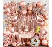 Decoration Anniversaire 70 Ans Femme, 70 Ans Anniversaire Femme Or Rose | 70 Ans Ballons Anniversaire Deco 70 Ans Bannière de Joyeux Anniversaire pour Décoration de Fête D'anniversaire