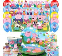 Décoration Anniversaire Ballons Peppa Pig Décoration de Fête d'anniversaire Peppa Pig Set Vaisselle Enfant