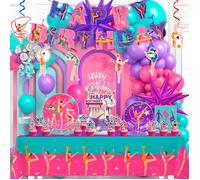 Decoration Anniversaire de gymnastique, Ballons Anniversaire gymnastique Ensemble de Ballons,Deco Anniversaire Vaisselle kit