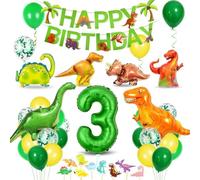 Décoration Anniversaire Dinosaure Kit,XXL Ballon Dinosaure,Anniversaire Dinosaure 3 Ans,Jungle Gateau Decoration,Ballon Chiffre Numéro 3 Vert pour Fête Garçon Enfants
