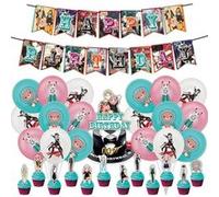 Decoration Anniversaire Fête Ballon Kit SPY X Family FONGWAN Article de fête avec Bannière, Cupcake Toppers - Bleu B Bleu G