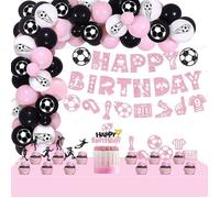 Décoration anniversaire Fille Football Happy Birthday Bannières Deco Gateau Foot Nappe Ballon Arche Guirlande Latex