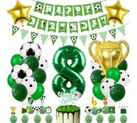 Decoration Anniversaire Football Ballon 8 Ans, Ballon Anniversaire Football, Ballons de Football 8 Ans Anniversaire Décoration Vert Garçon, Vert Décorations de Fête pour Garçon Enfant