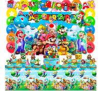 Decoration Anniversaire Mario Bros, Articles de Table pour Fêtes D'anniversaire Ensemble De Vaisselle De Fête Ballons Anniversaire