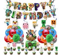 Decoration anniversaire minecraft 38pcs décor jeu - Aueq - pixelisé fête ensemble de ballons thématiques kit décoration anniversai