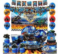 Decoration Anniversaire Monster Truck Décoration de Ballon de Fête Monster Truck Ensemble de Ballons, Bannière Monster Truck