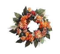 Décoration artificielle de couronnes d'automne pour porte d'entrée | Décoration réaliste de la maison Couronne d'automne pour porte d'entrée avec crochet, simulation de feuilles d'érable et fleurs