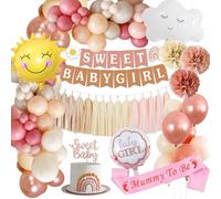 Décoration Baby Shower Fille,Baby Shower Girl,Ballon Baby Shower Rétro Rose boho pour Gender Reveal Party Decoration,Ballon Baby Shower pour Révélation de Genre Decoration