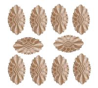 Décoration Bois Sculpté Applique 10 Pièces De Décoration Décorative Ovale En Bois Sculpté Style F 7.5 X 4.5cm