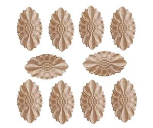 Décoration Bois Sculpté Applique 10 Pièces De Décoration Décorative Ovale En Bois Sculpté Style F 7.5 X 4.5cm