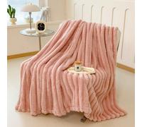 Décoration Cadeau Saint-Valentin 1 pièce Couverture, Couverture de Style Vintage Confortable - Peluche, Choix Chaud pour Canapé et Chaise, Motif Rayé, Lavable en Machine, Mélange de Polyester, Confort