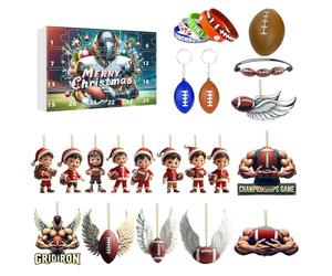 Décoration Calendrier de l'Avent de rugby Jouets Compte à rebours 24 jours l'Avent Ensemble Célébrez le calendrier (pendentif en acrylique 2D) (Dark Blue, 26. 5x18. 5x2. 8cm)