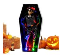 Décoration Cercueil Halloween Ornement lumineux effrayant de collection | Panneau de bureau squelette animé décoratif pour collectionneurs et passionnés propriétaires de maison jardin salon